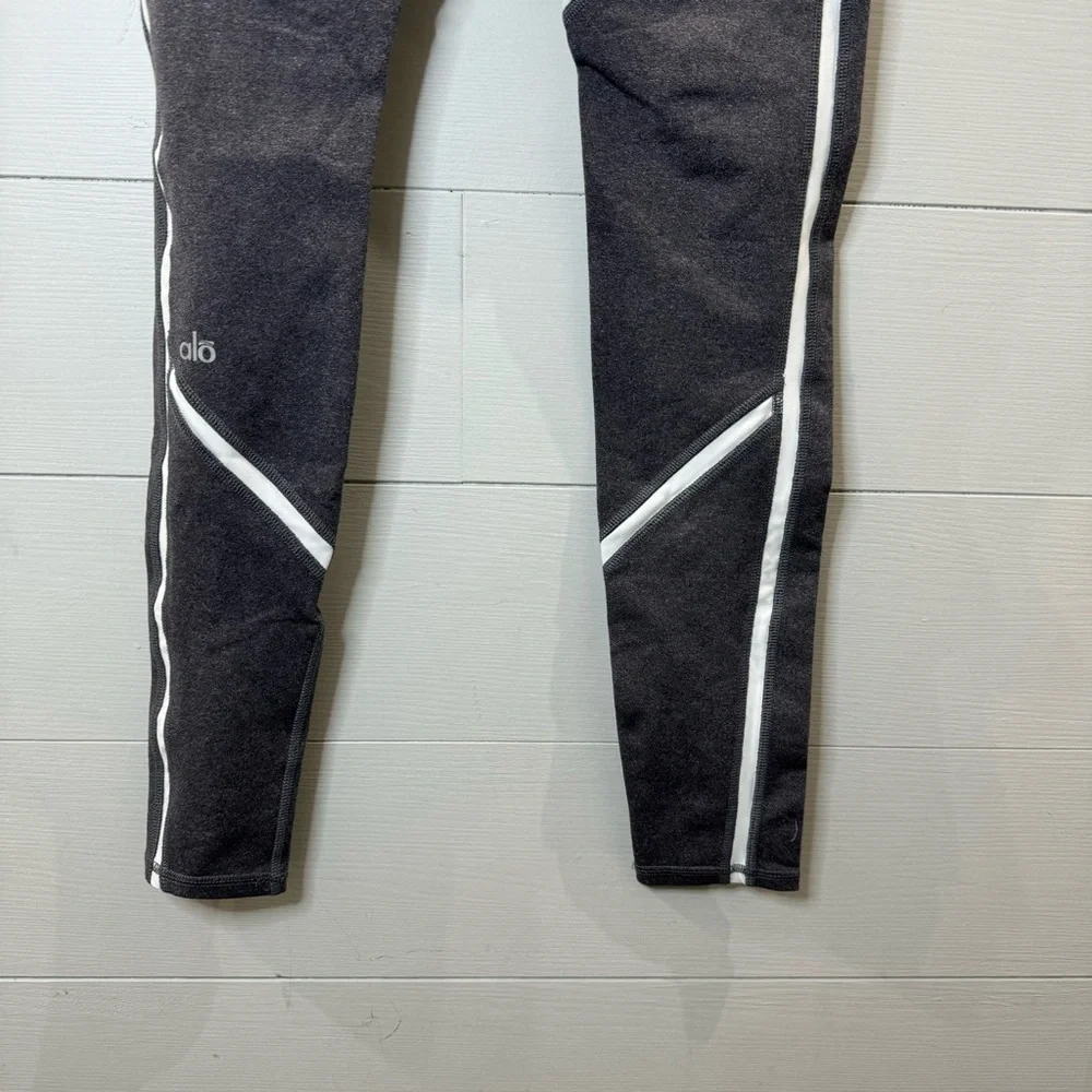 ALO Yoga Heathered Grey White Shimmer Panels Talia Athletic Performance Leggings